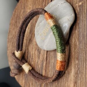 B2505‎ southwestern leather hemp bracelet